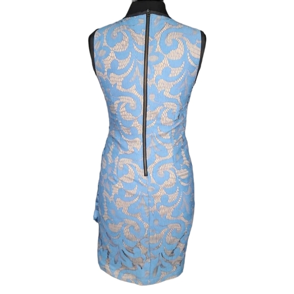 SEA New York Blue Lace Overlay Ruched Dress - Picture 4 of 10